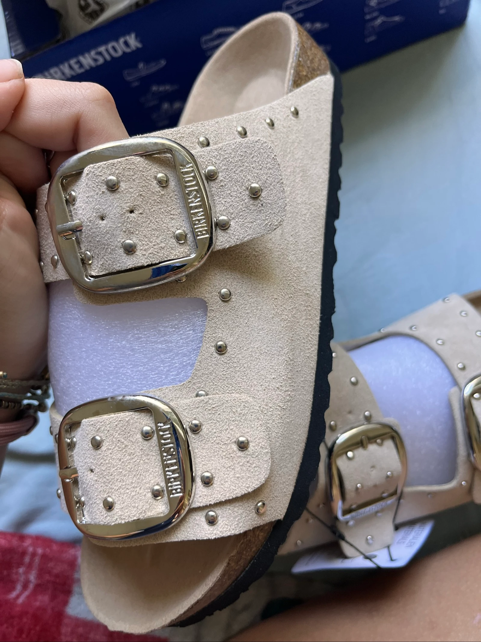 Birk muiltjes beige met nagel voor dames – photo 3